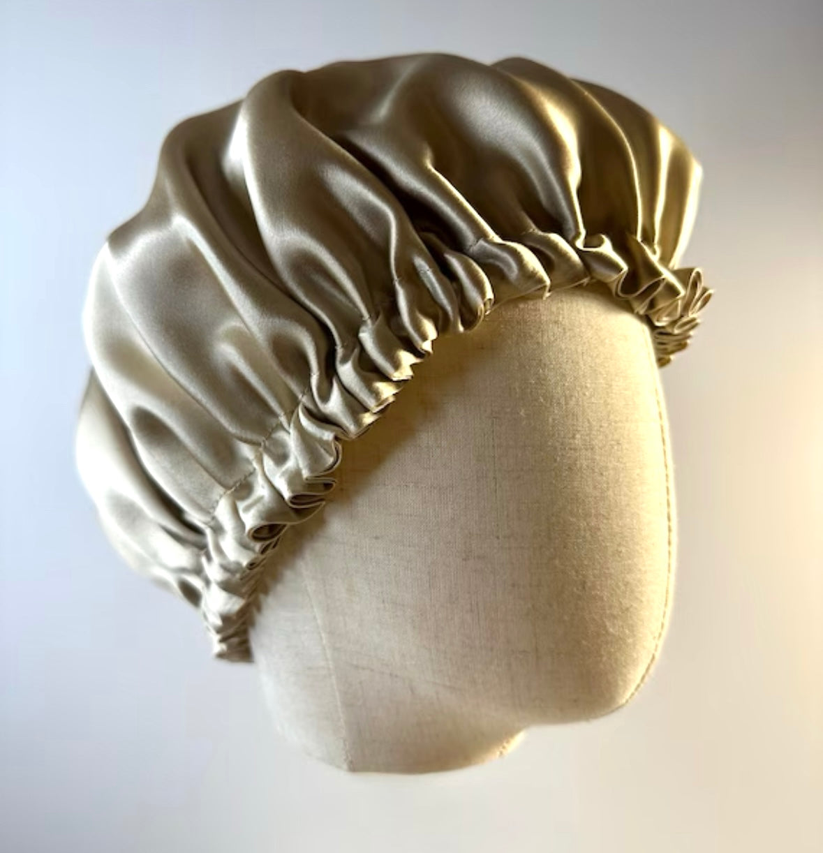 Adjustable Mulberry Silk Bonnet - Champagne