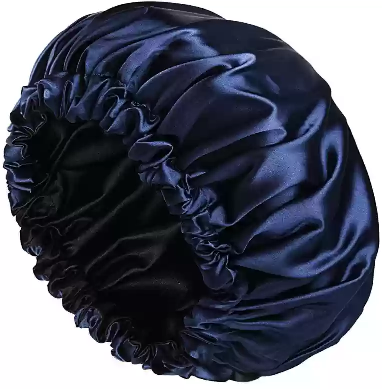 Adjustable Mulberry Silk Bonnet - Navy